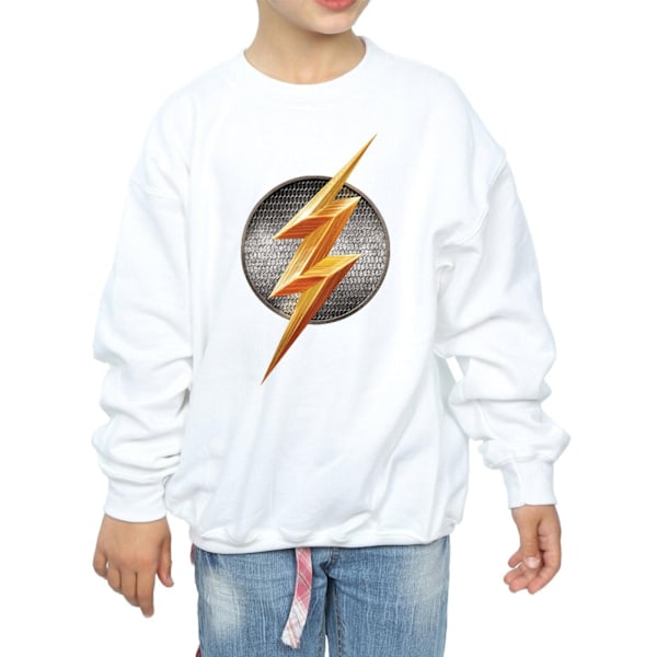 DC Comics Girls Justice League Movie Flash Emblem Sweatshirt 12 White 12-13 Years