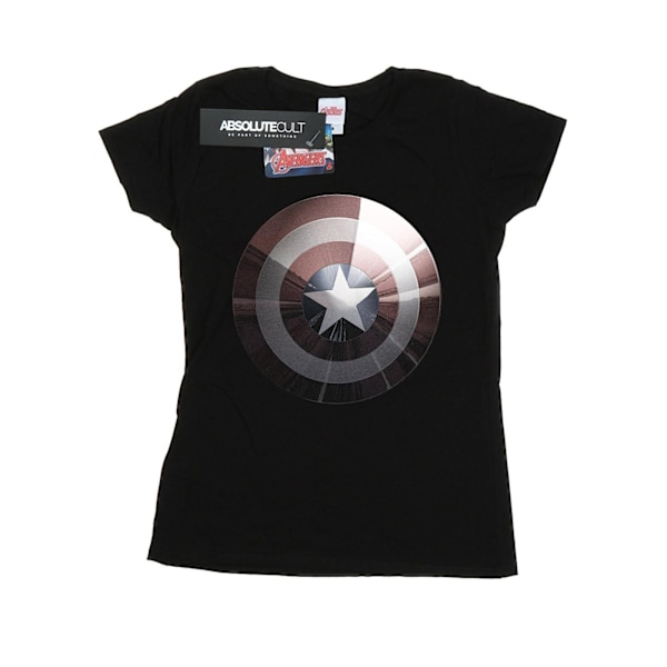 Marvel Dam/Kvinnor Captain America Shield Shiny Bomull T-Shir Black XL