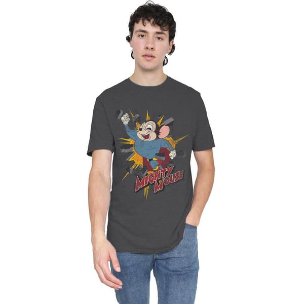 Mighty Mouse Unisex Vuxen Break Through T-Shirt S Kolgrå Charcoal S