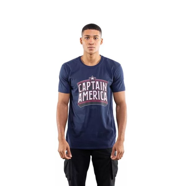 Captain America Mens Arch T-shirt S Navy Navy S