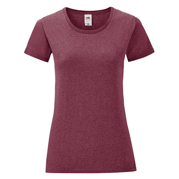 Fruit Of The Loom Dam/Kvinnors Ikoniska T-shirt XS Heather Burgu Heather Burgundy XS