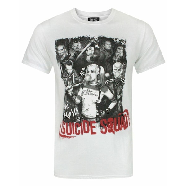 Suicide Squad T-shirt för män, gruppbild, XXL, vit White XXL