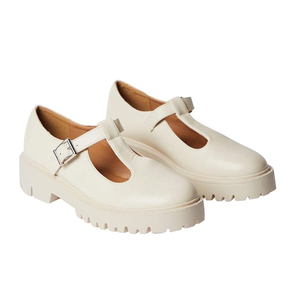 Faith Dam/Kvinnor Naevias T-Bar Chunky Heel Mary Janes 5 UK B Beige 5 UK