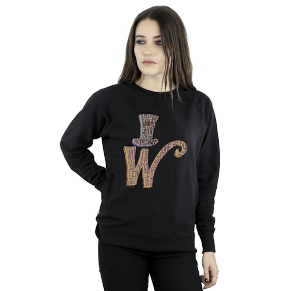 Willy Wonka Dam/Damer W Logotyp Hatt Sweatshirt XL Svart Black XL