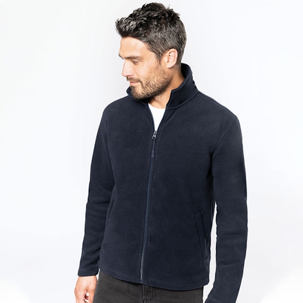 WK. Designad för att fungera herr full dragkedja anti piller mikrofleece jacka Navy M