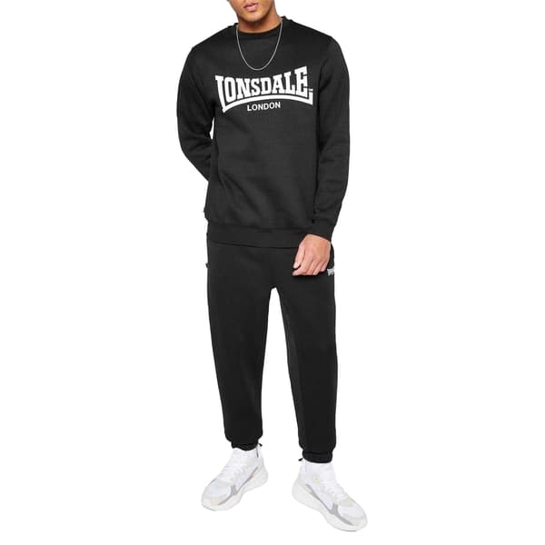 Lonsdale Herr Essential Logo Crew Neck Sweatshirt L Svart Black L