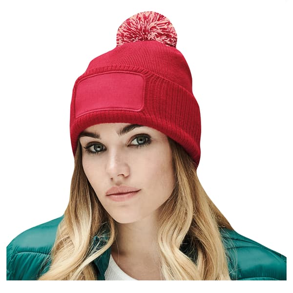 Beechfield Unisex Vuxen Snowstar Patch Beanie One Size Classic Classic Red/Off White One Size