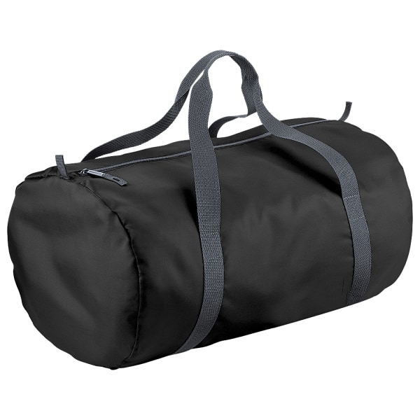 BagBase Packaway Barrel Bag / Duffle Water Resistant Travel Bag Black One Size
