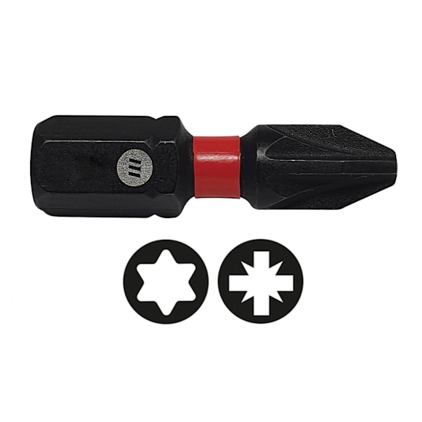 Forgefix Forgefast Impact Bits, Pozidriv-kompatibel PZ1 x 25 mm Black Phosphate PZ1 x 25mm Card of 2