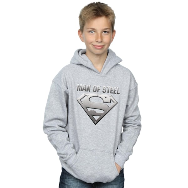 DC Comics Boys Superman Man Of Steel Shield Hoodie 12-13 år Sports Grey 12-13 Years