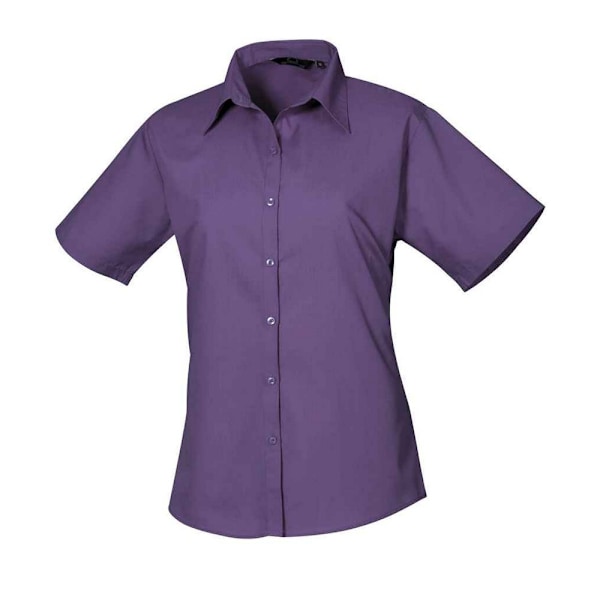 Premier Dam/Dam Poplin Kortärmad Blus 20 UK Lila Purple 20 UK