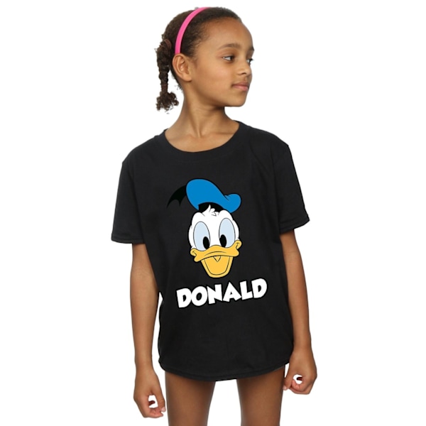 Disney Girls Donald Duck Face Bomull T-shirt 7-8 år Svart Black 7-8 Years