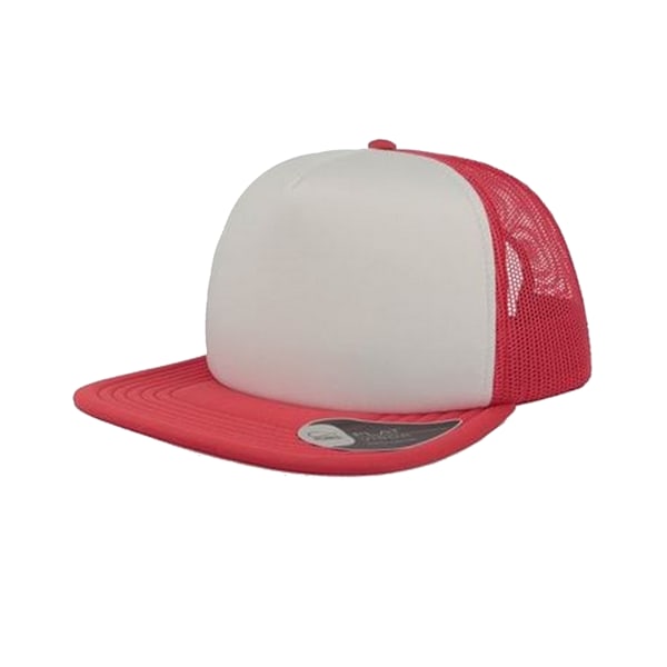 Atlantis Unisex Snap 90-talets Platta Visir 5 Panel Trucker Cap En Storlek White/Red One Size