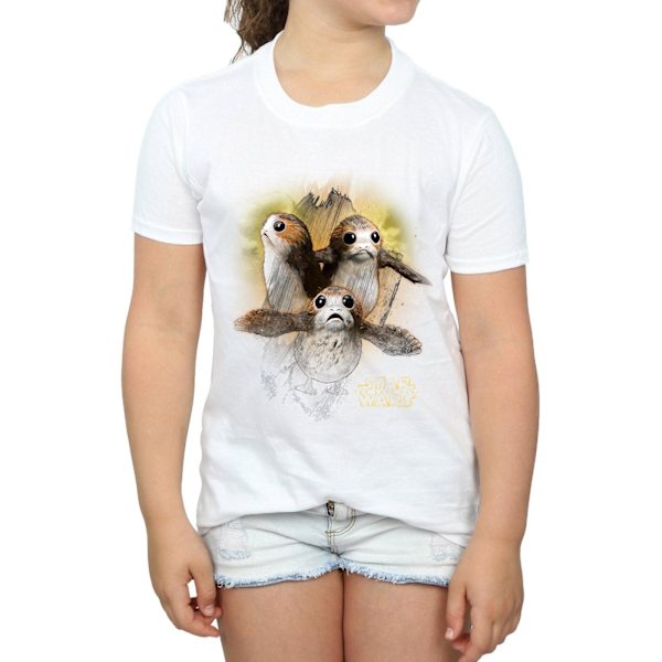 Star Wars: The Last Jedi T-shirt i borstad bomull med Porg för flickor, 9-11 år White 9-11 Years