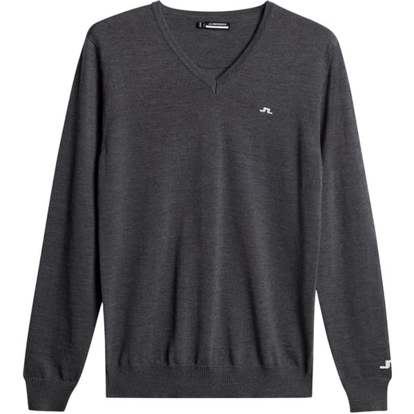 J.Lindeberg Herr Lymn Broderad Logotyp Stickad V-ringad Tröja Grey Melange S