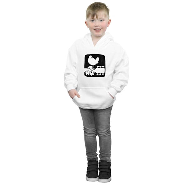 Woodstock Boys Guitar Logo Hoodie 7-8 år Vit White 7-8 Years