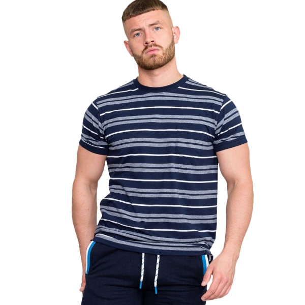 D555 Herr Piccadilly Yarn Dyed Stripe Jacquard Kingsize T-shirt Navy/White 6XL