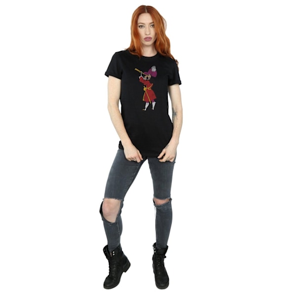 Peter Pan Dam/Kvinnor Klassisk Kapten Hook Bomull Pojkvän T-shirt Black L
