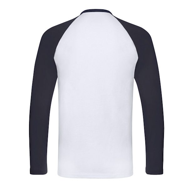 Fruit of the Loom herr långärmad baseball-t-shirt i kontrastfärg X White/Deep Navy XL