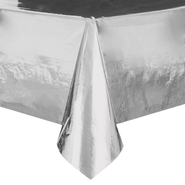 Unique Party Rektangulär Folie Plastbordsduk 1.37x2.74m Si Silver 1.37x2.74m