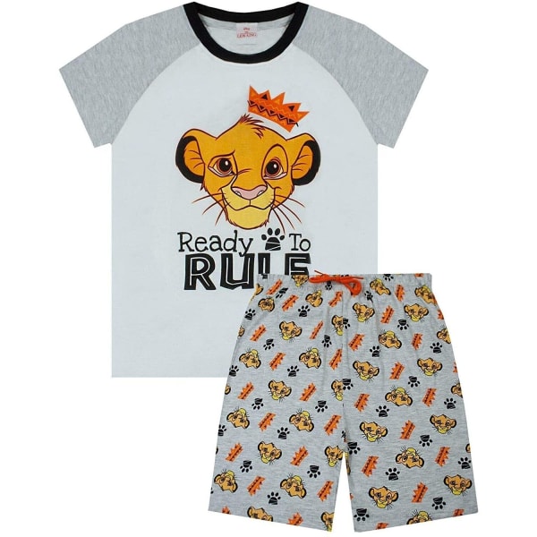 The Lion King Boys Ready To Rule Kort Pyjamas Set 7-8 År Grå Grey 7-8 Years