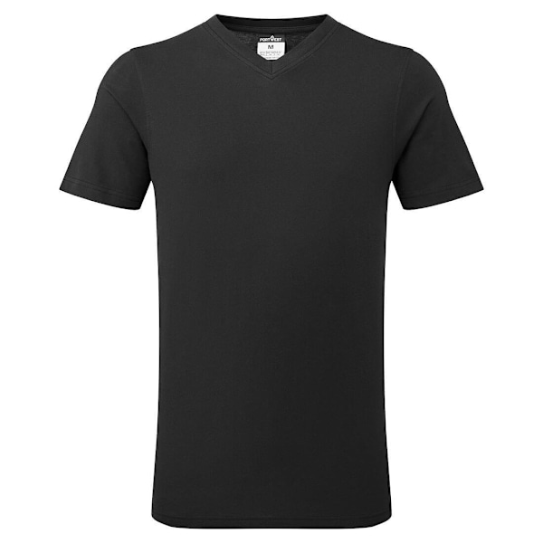 Portwest Herr Bomulls T-shirt med V-ringning L Svart Black L