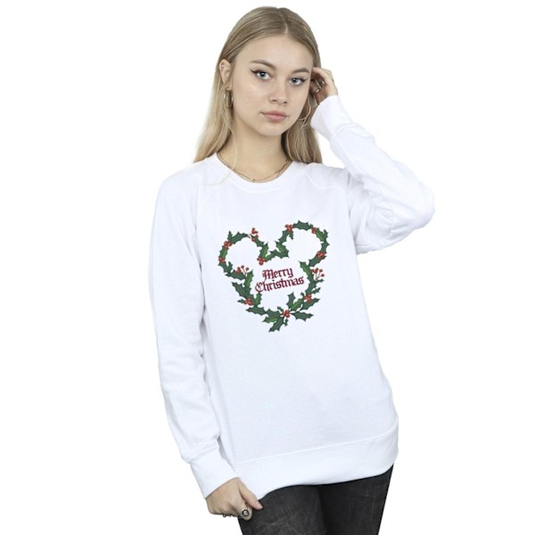 Disney Dam/Kvinnor Musse Pigg God Jul Holly Sweatshirt White L