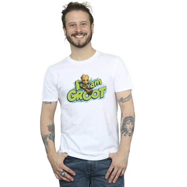 Marvel Herr Guardians Of The Galaxy I Am Groot Jumping T-Shirt White M