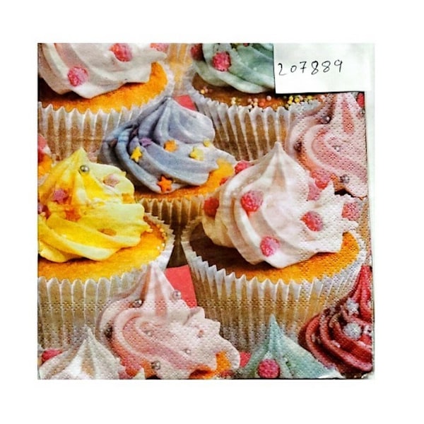 Cupcake födelsedagsservetter (20-pack) En storlek Flerfärgad Multicoloured One Size