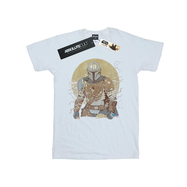 Star Wars The Mandalorian Distressed Warrior T-shirt för män 4XL W White 4XL