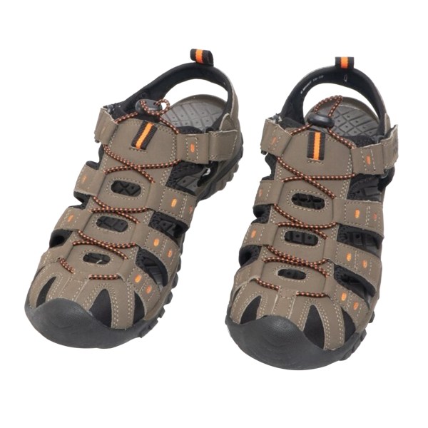 PDQ Youths Boys Toggle & Touch Fastening Synthetic Nubuck Trail Dark Taupe/Orange 4 UK