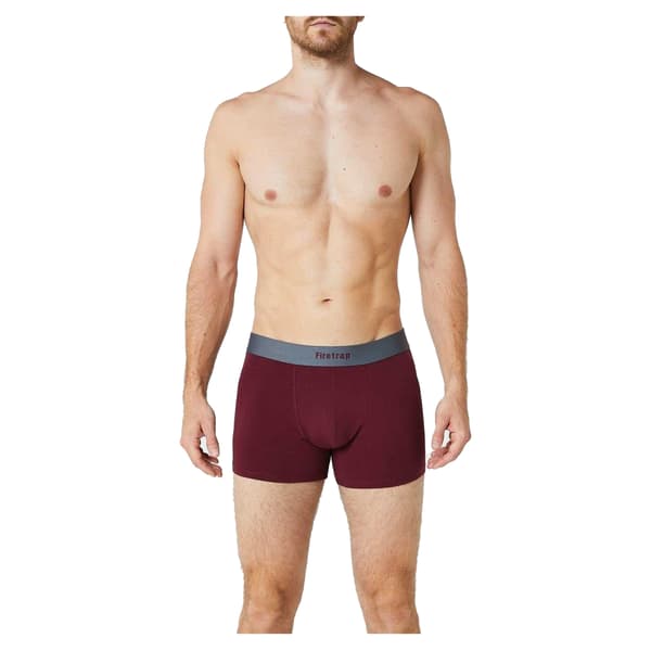 Firetrap Herr Logo Boxershorts (2-pack) L Grå/Vinröd Grey/Wine L