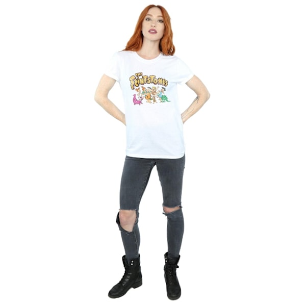 The Flintstones Dam/Damer Grupp Distressed Bomull Boyfriend White 3XL