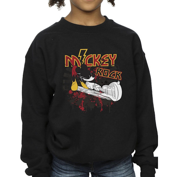 Disney Girls Mickey Mouse Smash Guitar Rock Sweatshirt 12-13 år Black 12-13 Years