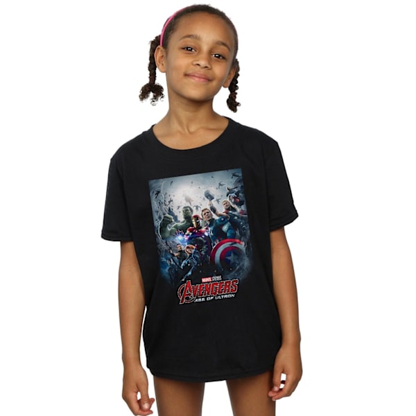 Marvel Studios Flickor Avengers Age Of Ultron Poster Bomulls T-shirt Black 7-8 Years