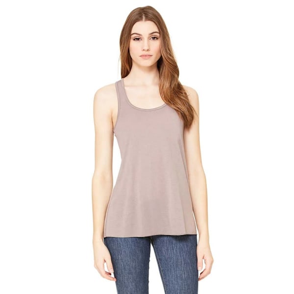 Bella + Canvas Dam/Kvinnor Racerback Flowy Tank Top L Pebble Pebble Brown L