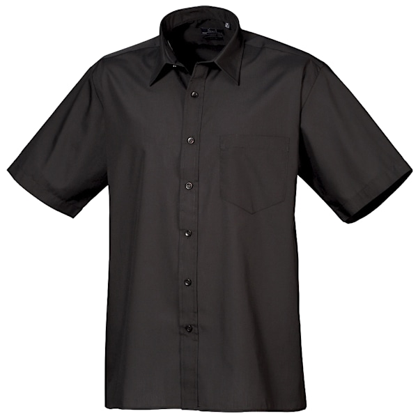 Premier Mens Short Sleeve Formal Poplin Plain Work Shirt 22 Bla Black 22