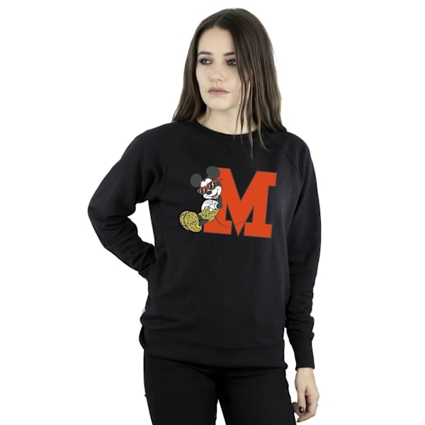 Disney Dam/Kvinnor Mickey Mouse Leopard Byxor Sweatshirt M Black M