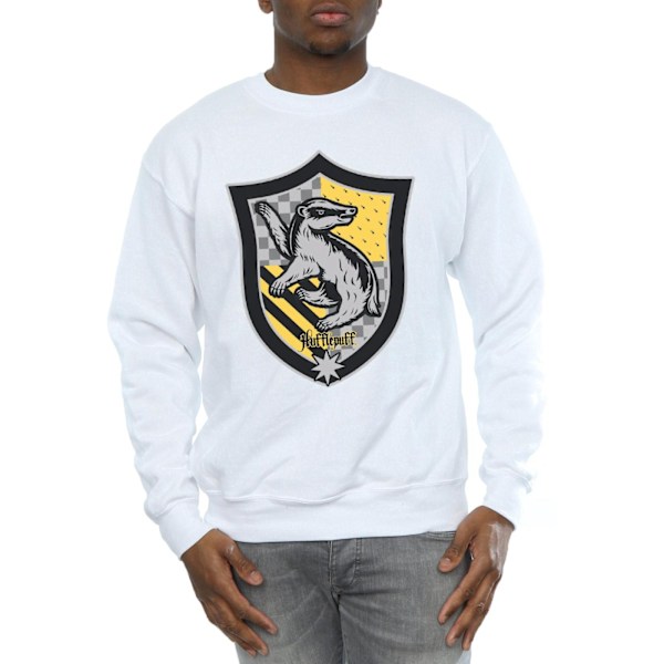 Harry Potter Hufflepuff Crest Flat Sweatshirt XL Vit White XL
