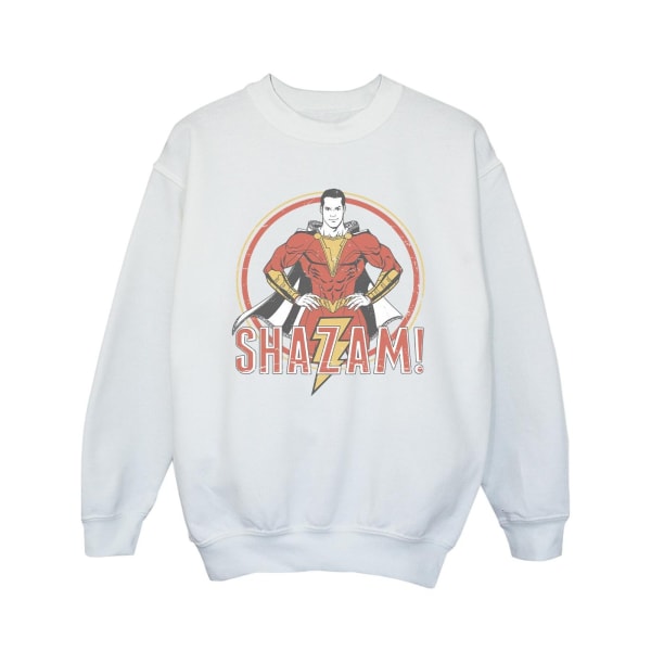DC Comics Girls Shazam Retro Circle Distressed Sweatshirt 7-8 Y White 7-8 Years