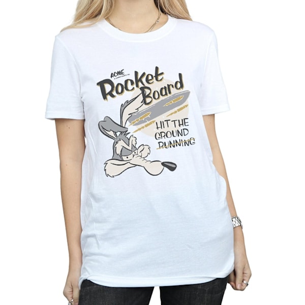 Looney Tunes Dam/Damer Raketbräda Wile E Coyote Bomull Boyfriend T-Shirt White S