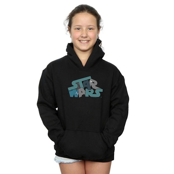 Star Wars Girls Death Star Jumble Logo Hoodie 9-11 år Svart Black 9-11 Years
