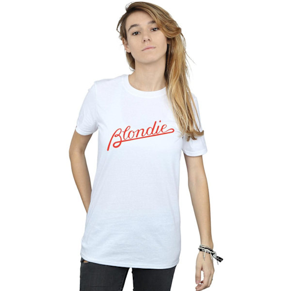 Blondie Dam/Damer Lines Logo Bomull Boyfriend T-Shirt S Vit White S