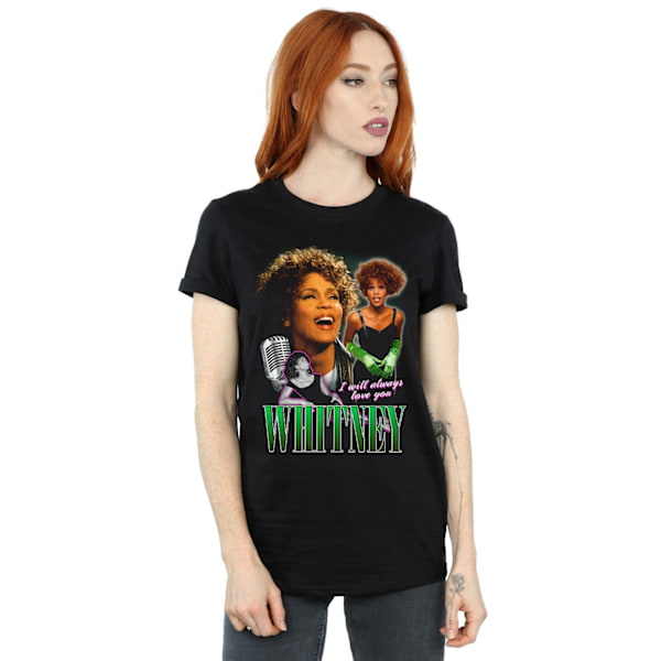 Whitney Houston Dam/Kvinnor Jag Kommer Alltid Älska Dig Homage Bomullspojkvän T-shirt Black M