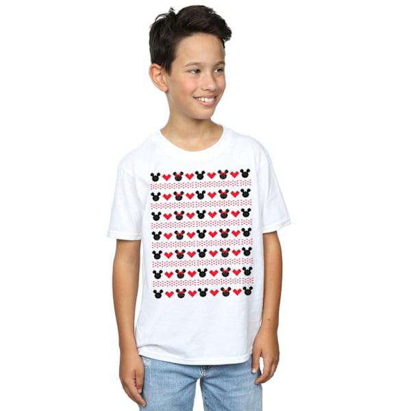 Disney Boys Mickey And Minnie Christmas Hearts T-Shirt 12-13 år White 12-13 Years