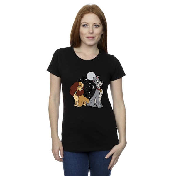 Disney Dam/Kvinnor Lady Och Lufsen Måne Bomull T-shirt S B Black S