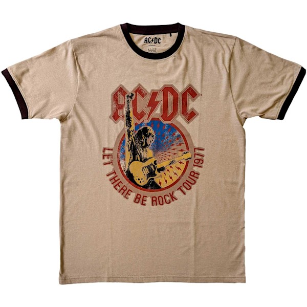 AC/DC Unisex Vuxen Let There Be Rock Tour 1977 Ringer T-Shirt L Sand L