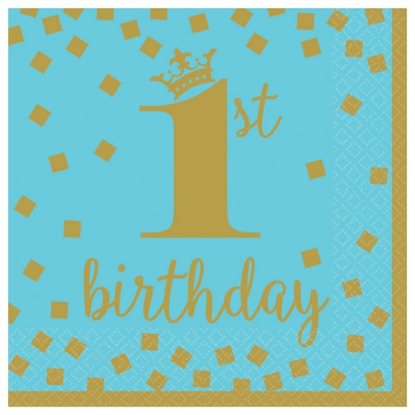 Amscan Its A Boy 1st Birthday engångsservetter (16-pack) O Blue/Gold One Size