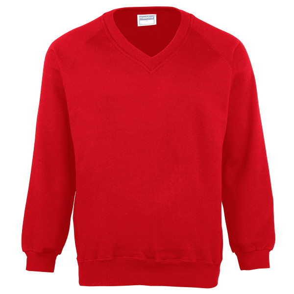 Unisex barn unisex färg V-ringad sweatshirt / skolw Red 34