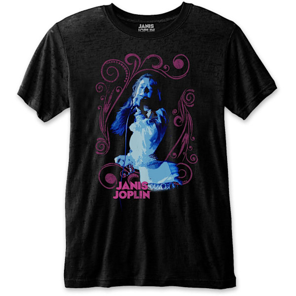 Janis Joplin Unisex Adult Floral Frame T-Shirt M Svart Black M
